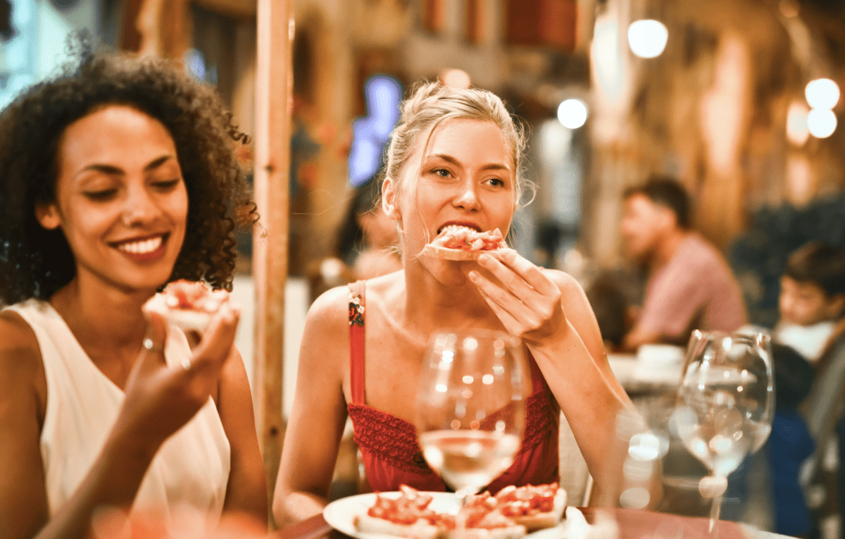 women dining