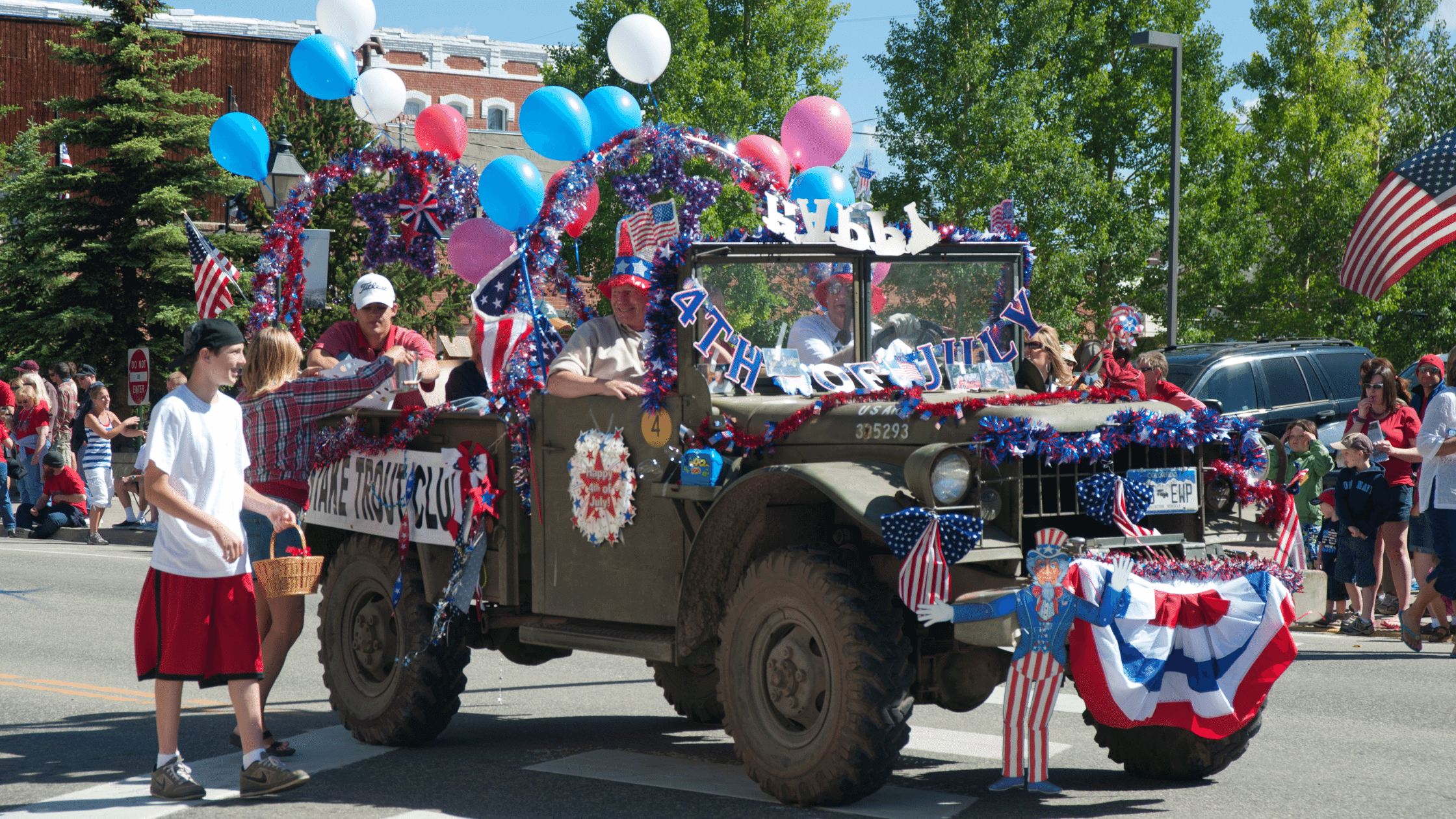 Float decorated for an Independence Day Parade